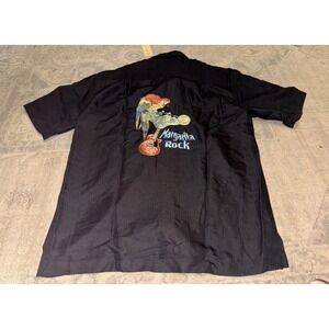 Caribbean Mens Sz Small Black Short Sleeve Button Down Margarita Hawaiian Shirt